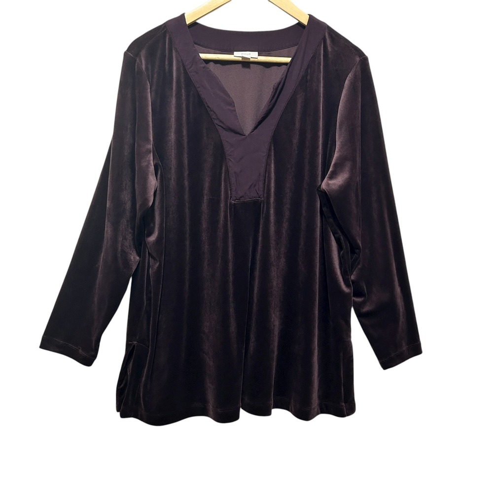 Pure Jill Womens Velvet Tunic XL Purple Whimsigoth Earthy Moody Romantic Boho